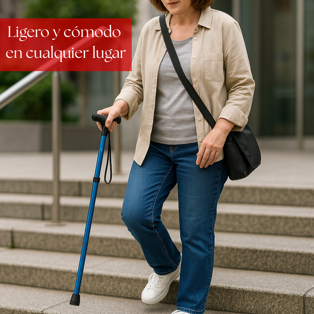 Bastón Plegable:Fácil de Transportar y altura regulable,camina con estabilidad y comodidad.