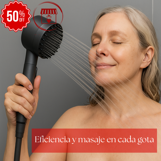 Cabezal de Ducha Premium: Masajeador Relajante, reduce consumo y mejora tu bienestar.
