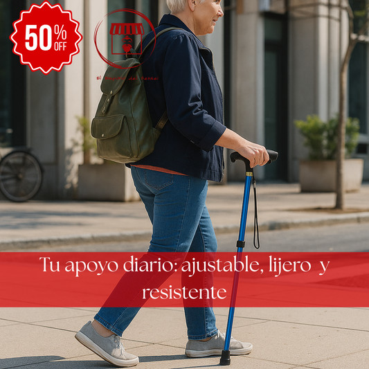 Bastón Plegable:Fácil de Transportar y altura regulable,camina con estabilidad y comodidad.