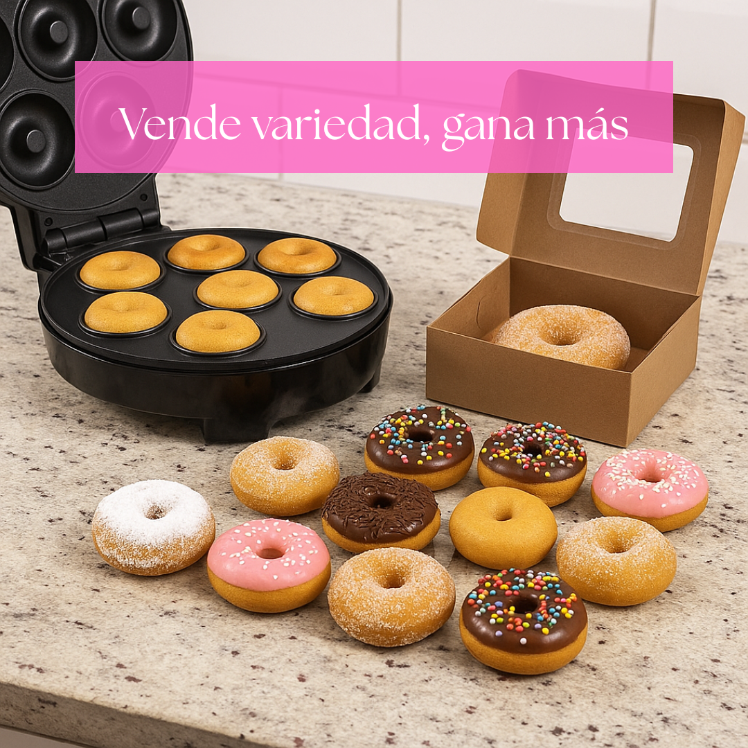 Donut Maker Eléctrico: Prepara y Decora Donas, empieza tu negocio dulce en minutos