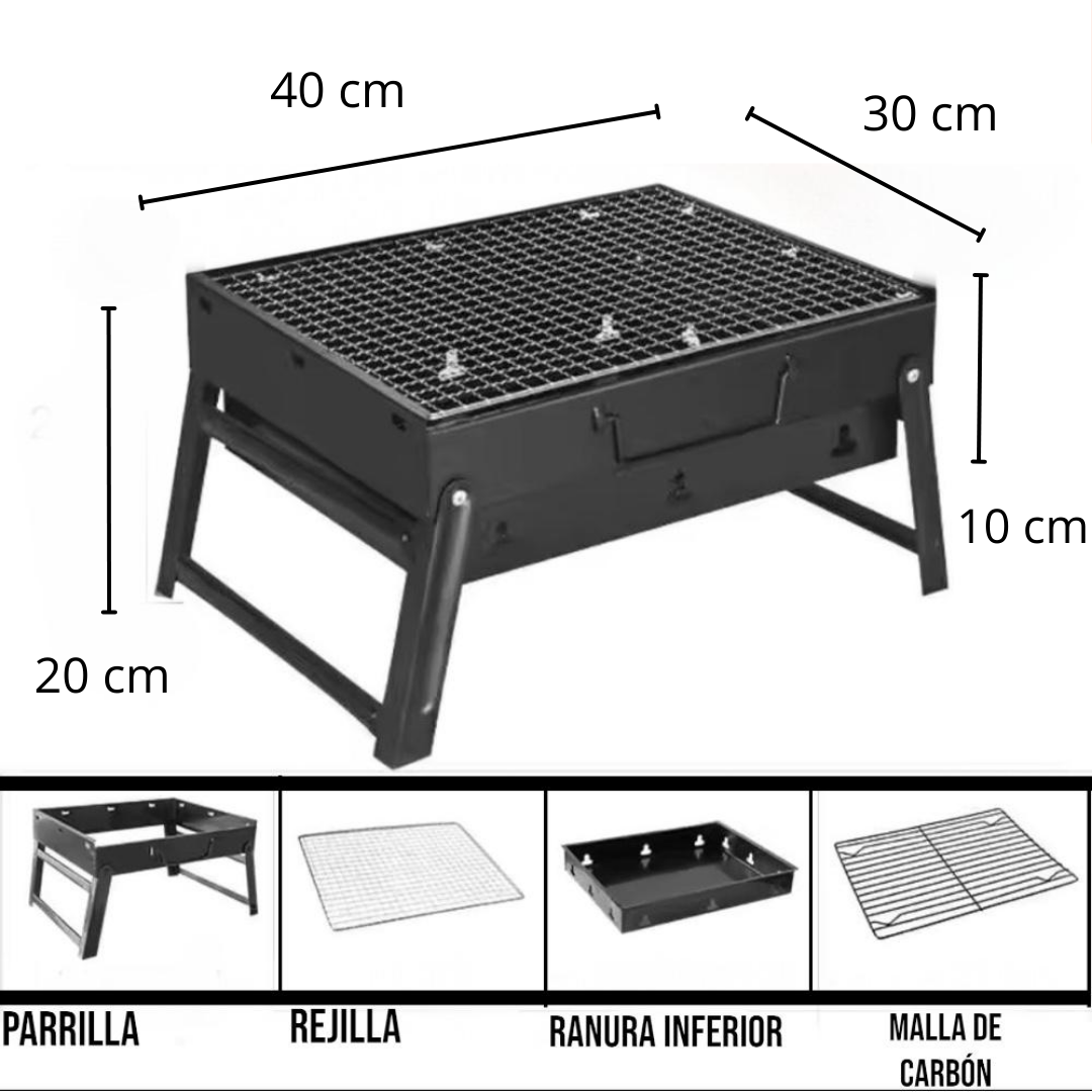 Parrilla de Carbón Portátil: En cualquier lugar, haz un asado completo y seguro para cualquier salida familiar